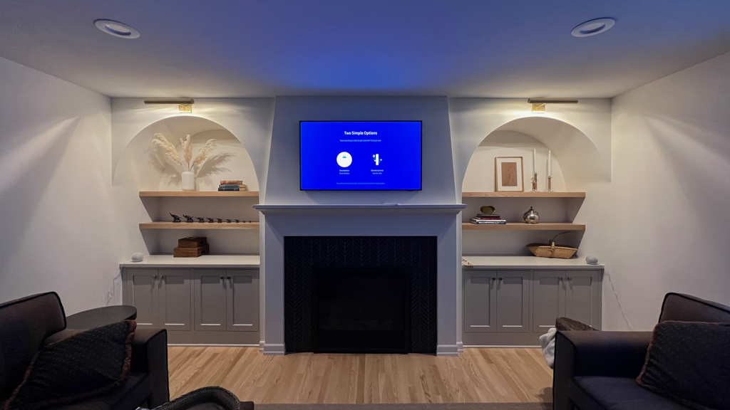 Custom Electrical Slope Compensating Tv Mount Fireplace Minnetonka - The Mounting Man