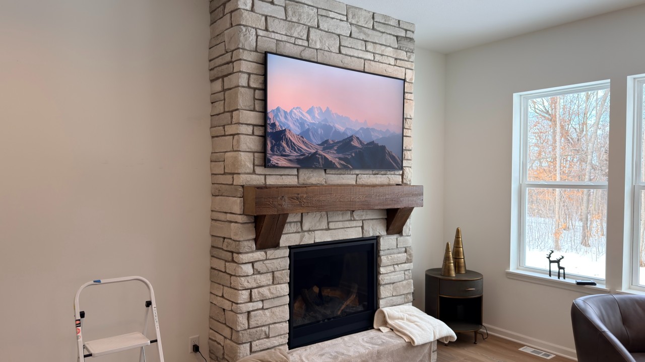 65 Samsung Frame Stacked Stone Corcoran - The Mounting Man