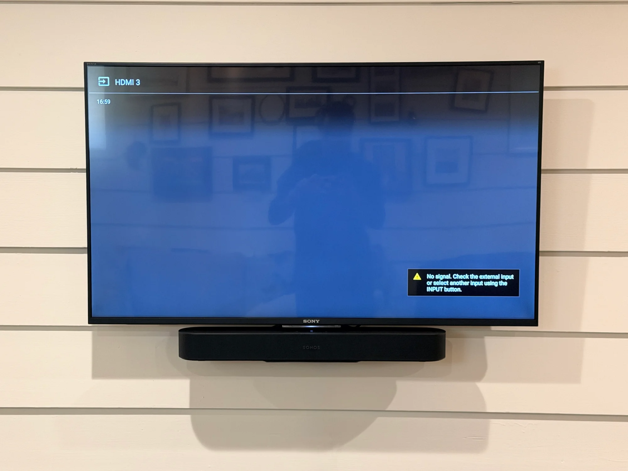 50" Sony TV and Sonos on shiplap in Minneapolis near Humboldt Ave S