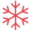 Red snowflake icon symbolizing cold or cooling.