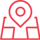 Red location pin above a simplified grid map icon.