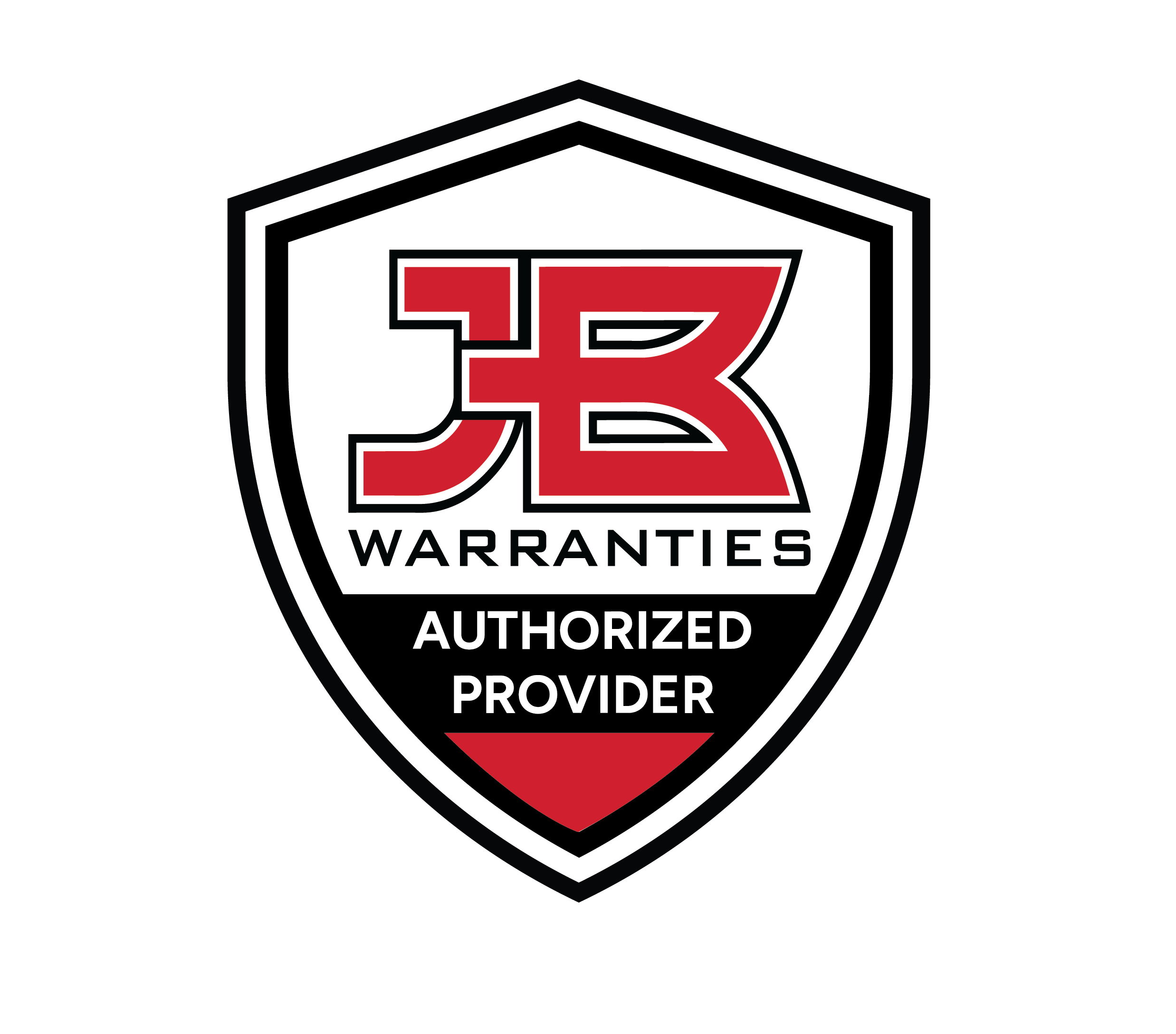 Shield-shaped logo with red letters JB above the words 'Warranties Authorized Provider'.