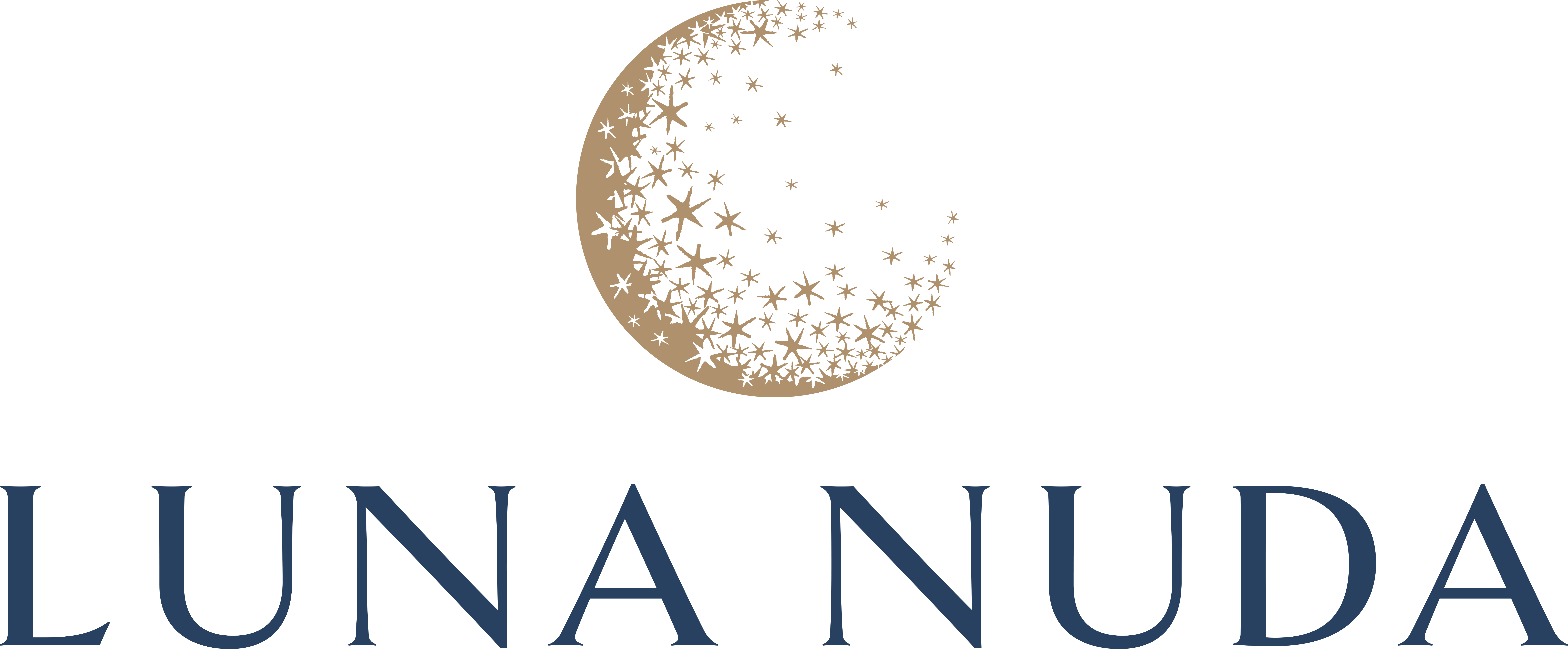 Luna Nuda primary logo in dark navy, for use on light backgrounds