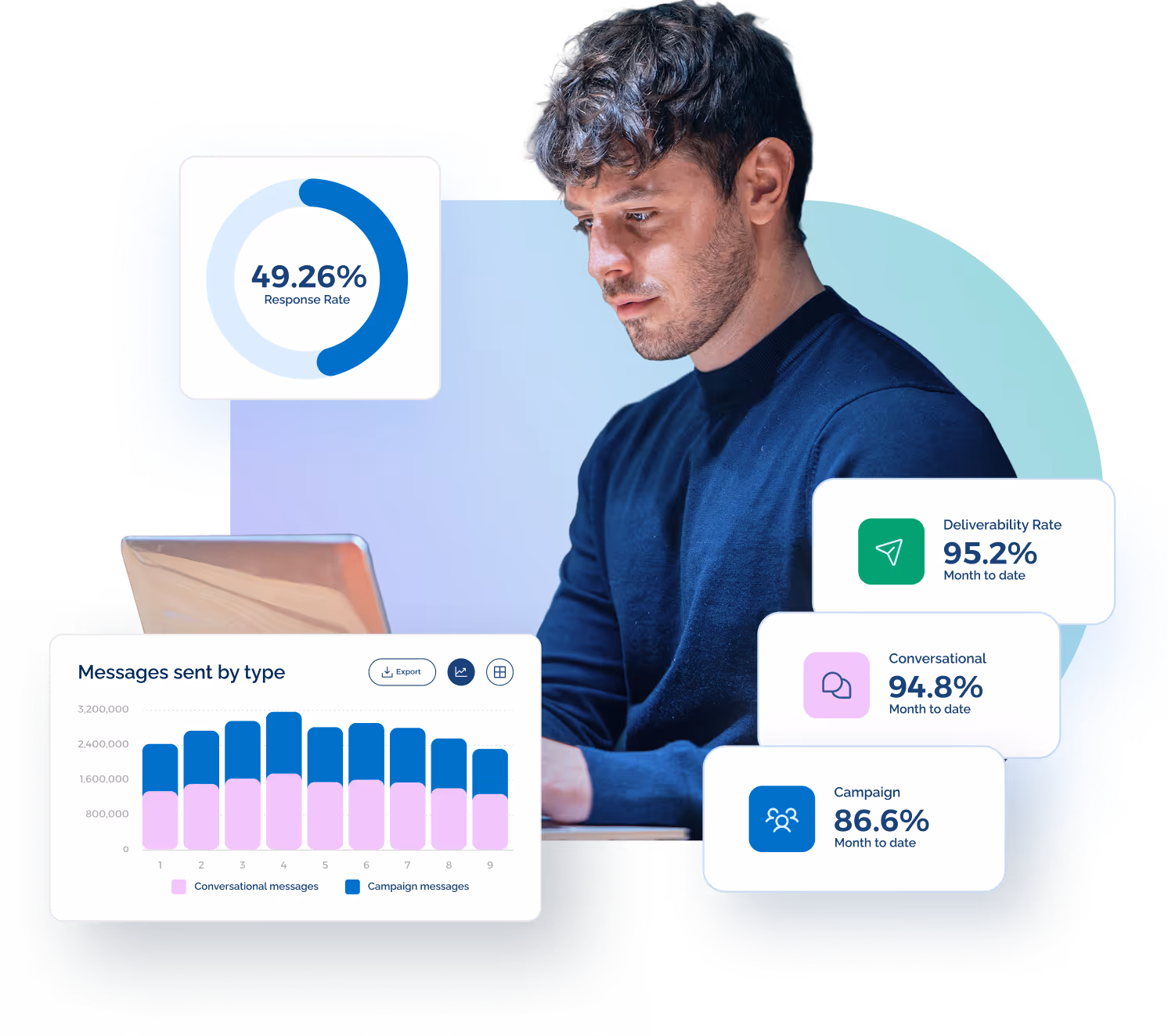 A man sitting in front of a laptop computer.