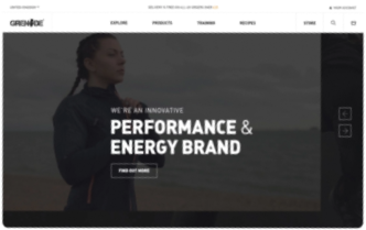 Athletic woman outdoors wearing black sportswear with text overlay: 'We’re an innovative performance & energy brand'.