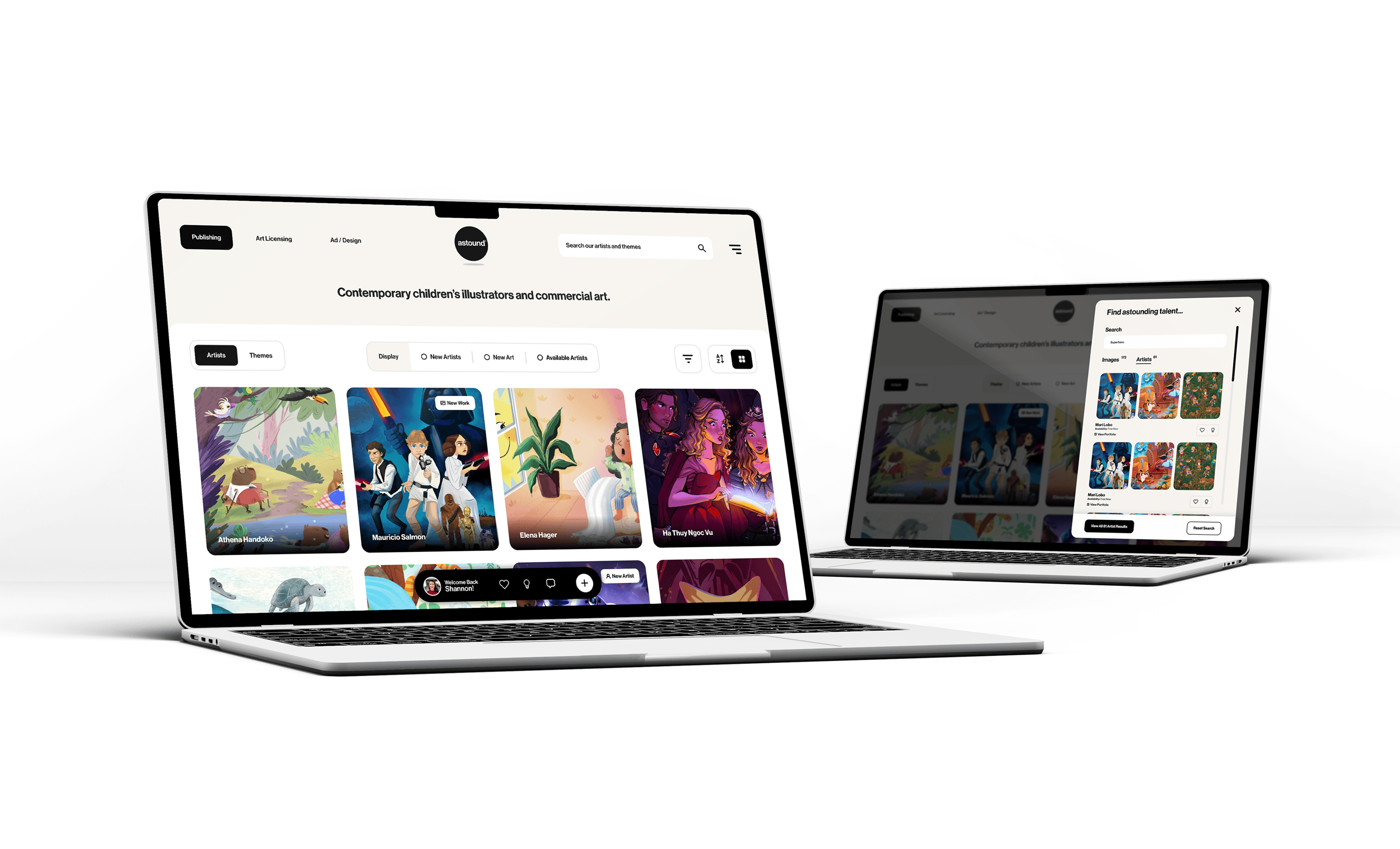 Astound.us Custom Laravel Vue3 Website Homepage and search panel