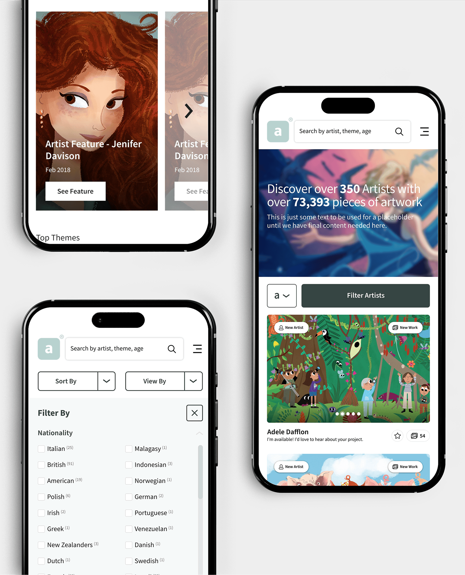 Custom Laravel Website Design & Development Platform For Advocate Art Mobile Experience Sreens