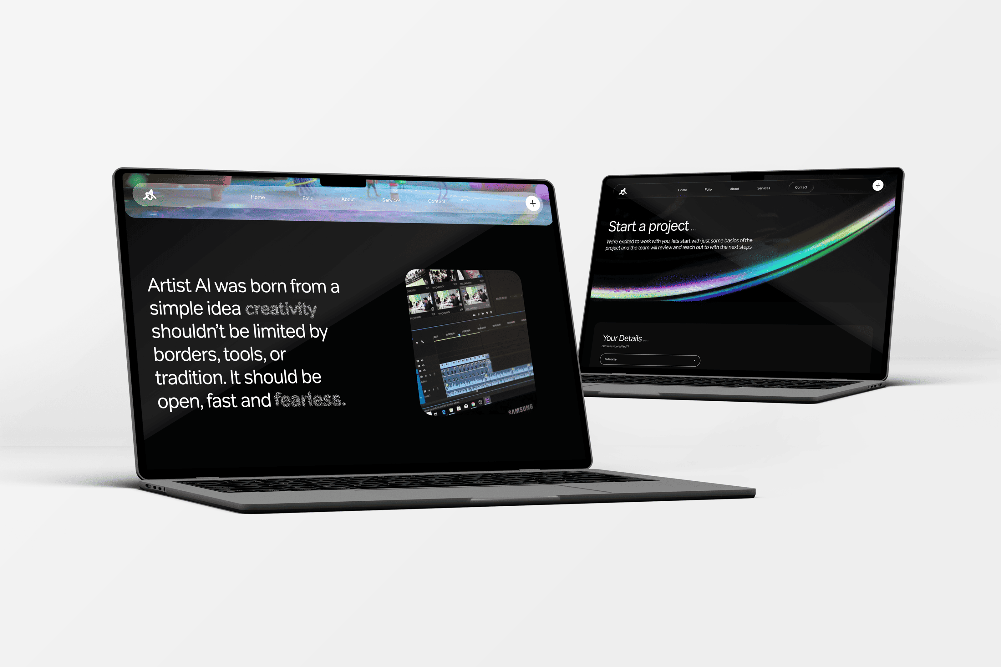 Webflow custom development for Artist AI custom particle text effect development