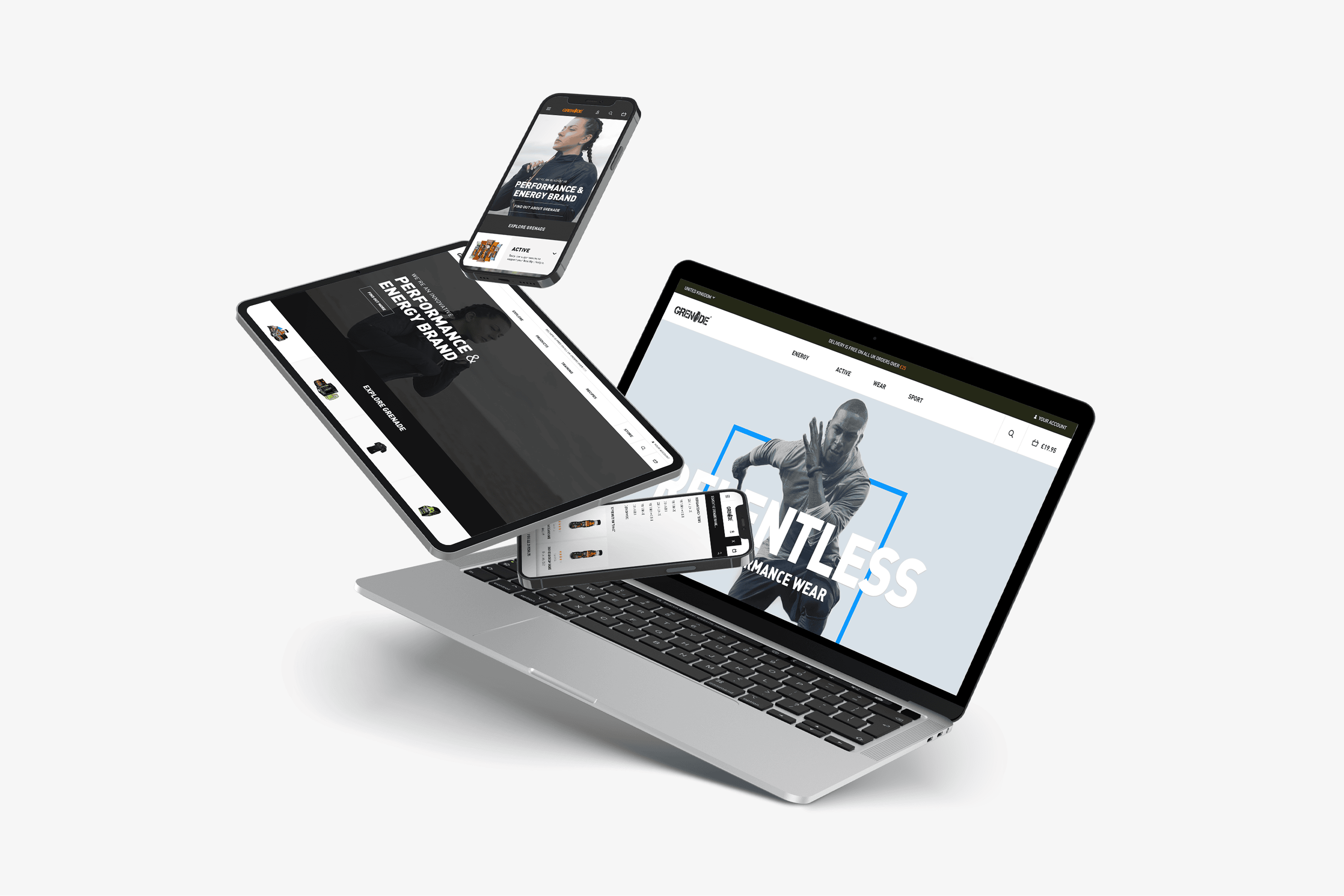 Custom Built Magento eCommerce Website Developed For Grenade Supplements Multi Device Website Showcase