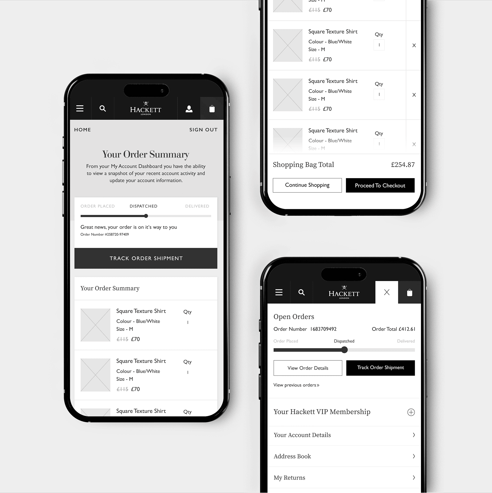 Hackett London Customer Magento eCommerce Website Build Customer Account Mobile Experience