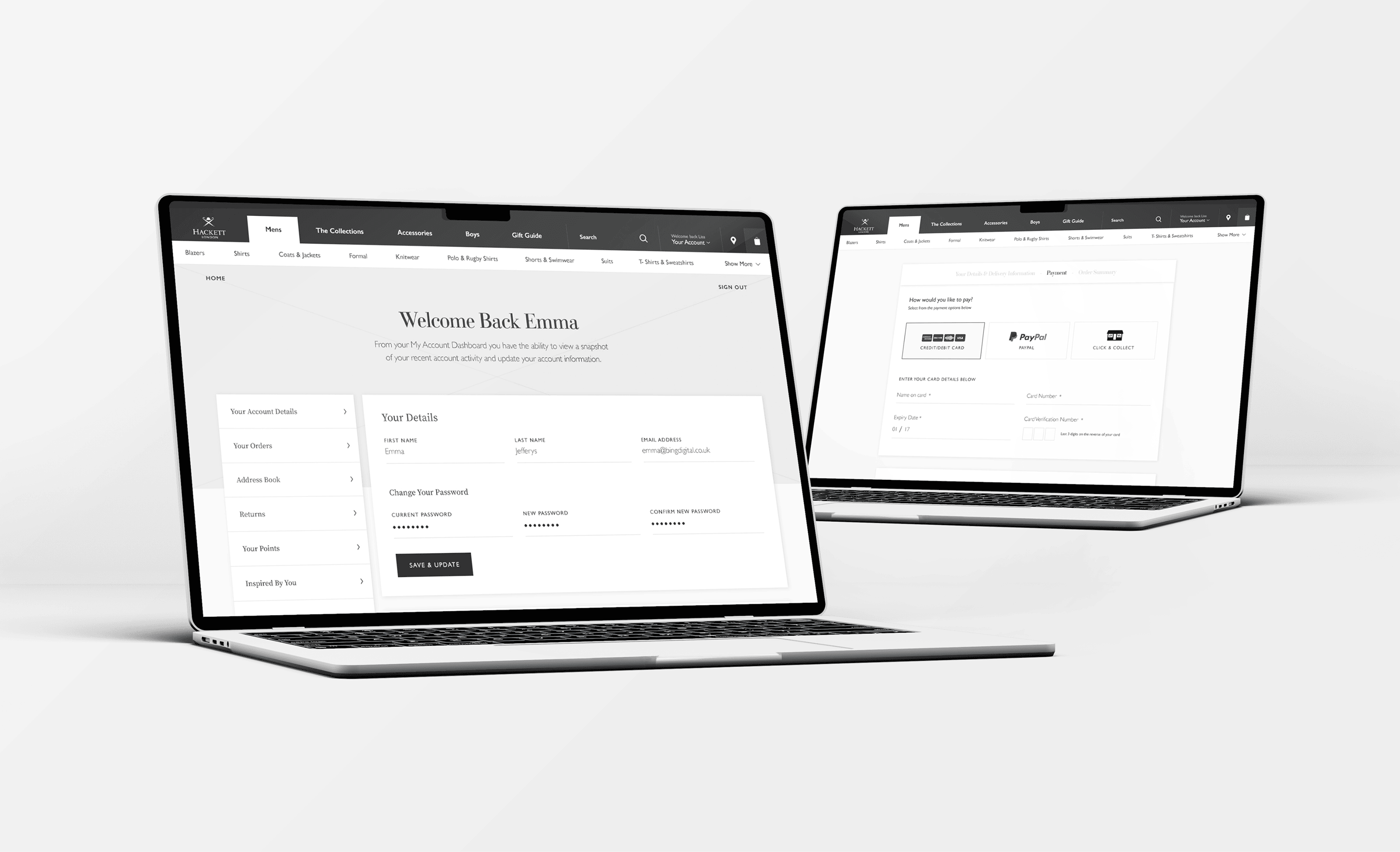 Hackett London Customer Magento eCommerce Website Build Custom Account Section And Checkout Experience