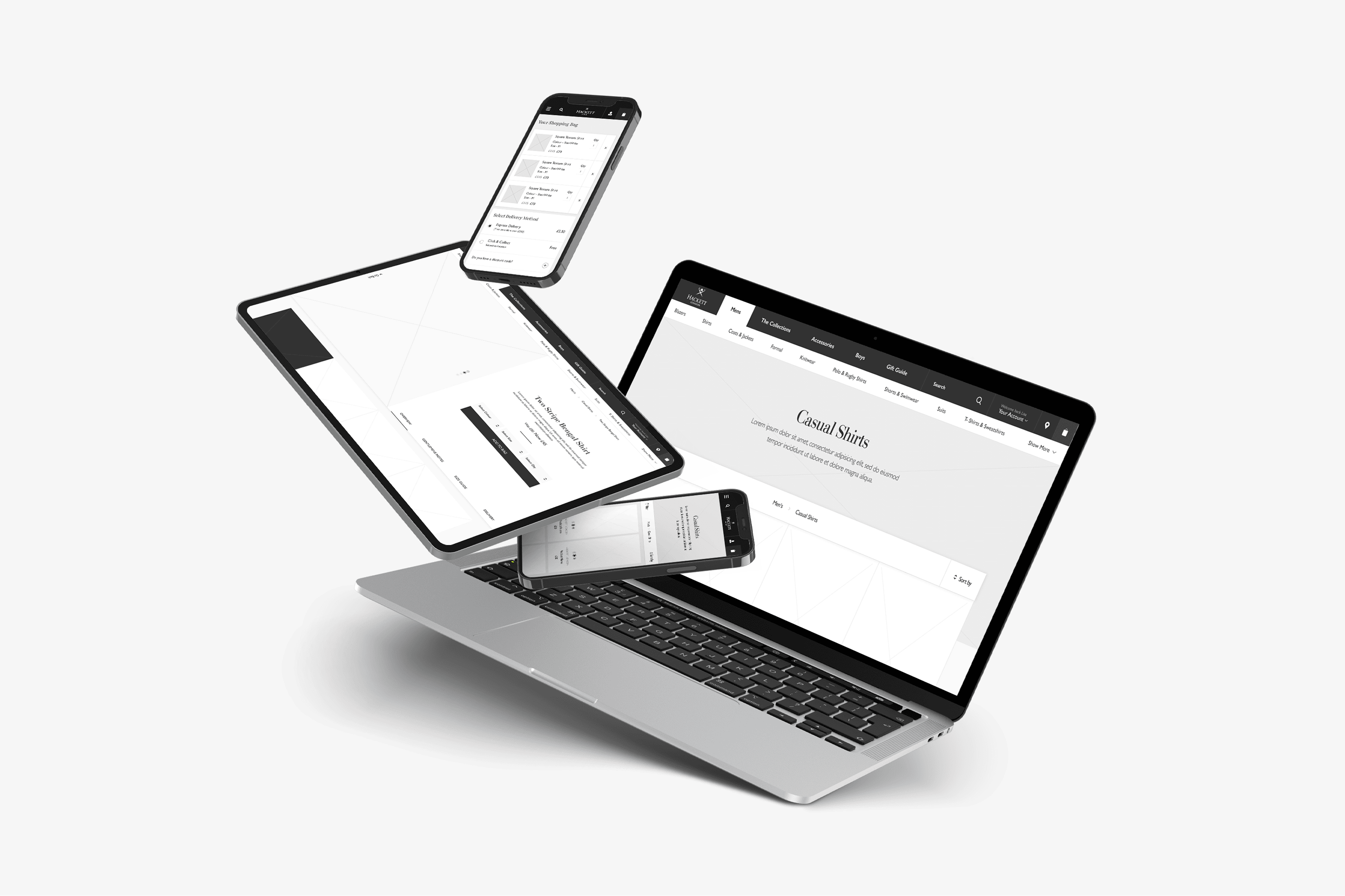 Hackett London Customer Magento eCommerce Website Build Multi Device Showcase