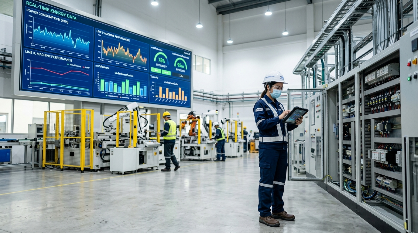 Smart factory monitoring dashboard in a Thai industrial plant
