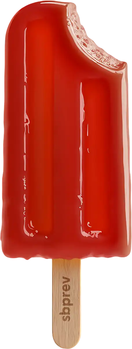 Picolé vermelho mordido com palito da sbprev