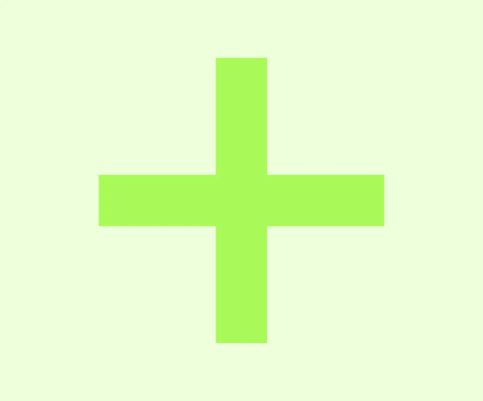 Zentrales Key Visual mit reduziertem Plus-Symbol als prägendes grafisches Element der Markenidentität