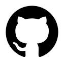Weißes GitHub Octocat-Symbol vor schwarzem Kreis.