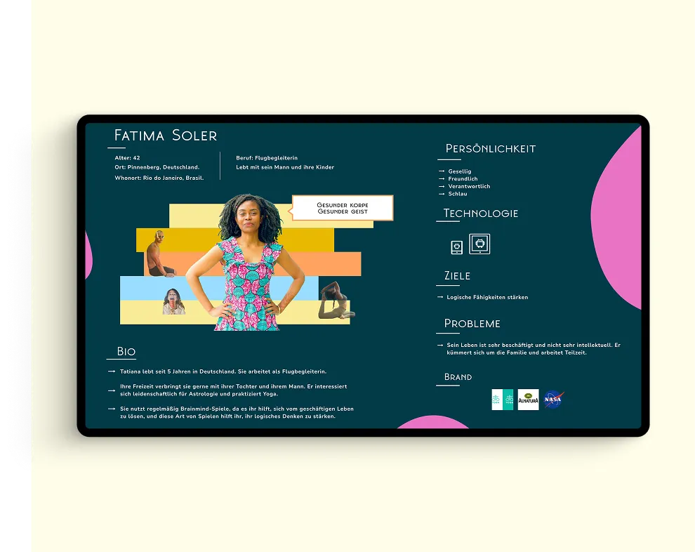 Charakterprofil von Fatima Soler, 42, Flugbegleiterin aus Pinnenberg, Deutschland, mit Fotos, Persönlichkeitsmerkmalen, Zielen und Problemen.