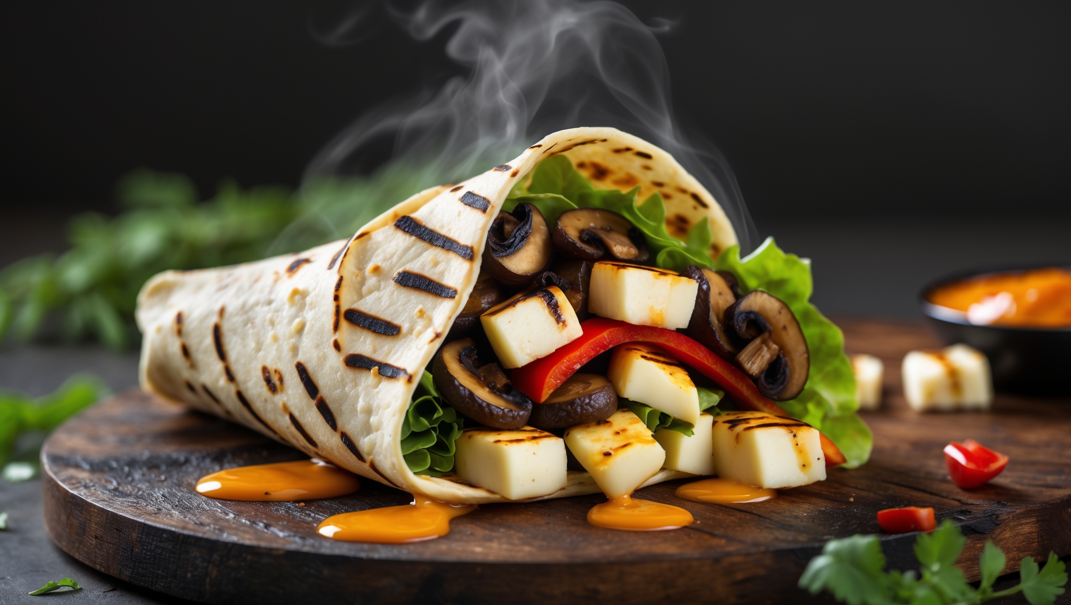 Mushroom and Halloumi Wrap Recipe