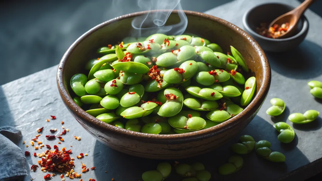 Edamame with Chilli + Garlic Salt Recipe