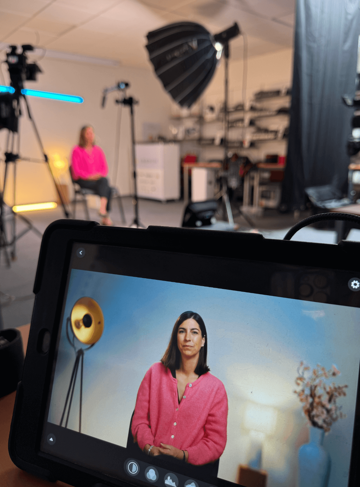 Installation de tournage vidéo dans des bureaux à Bruxelles