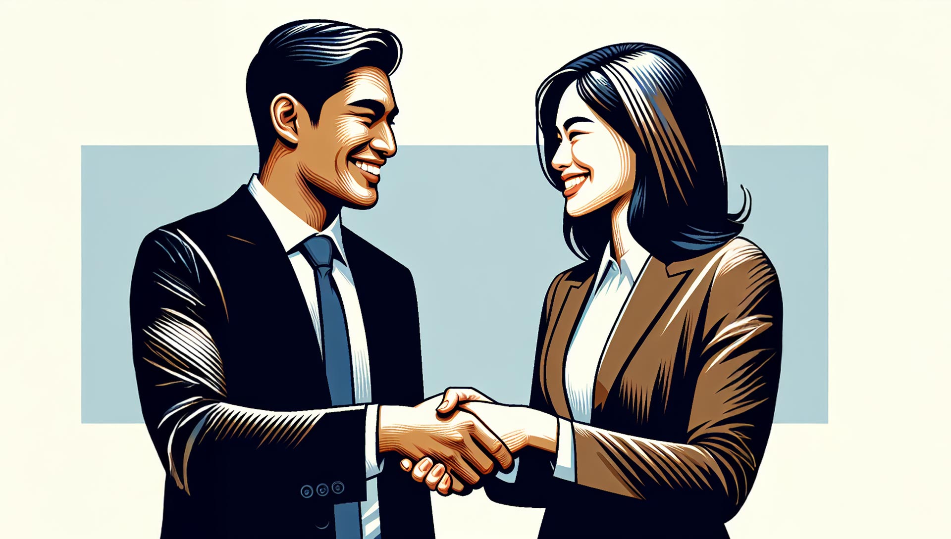 Illustration of people greeting one-another