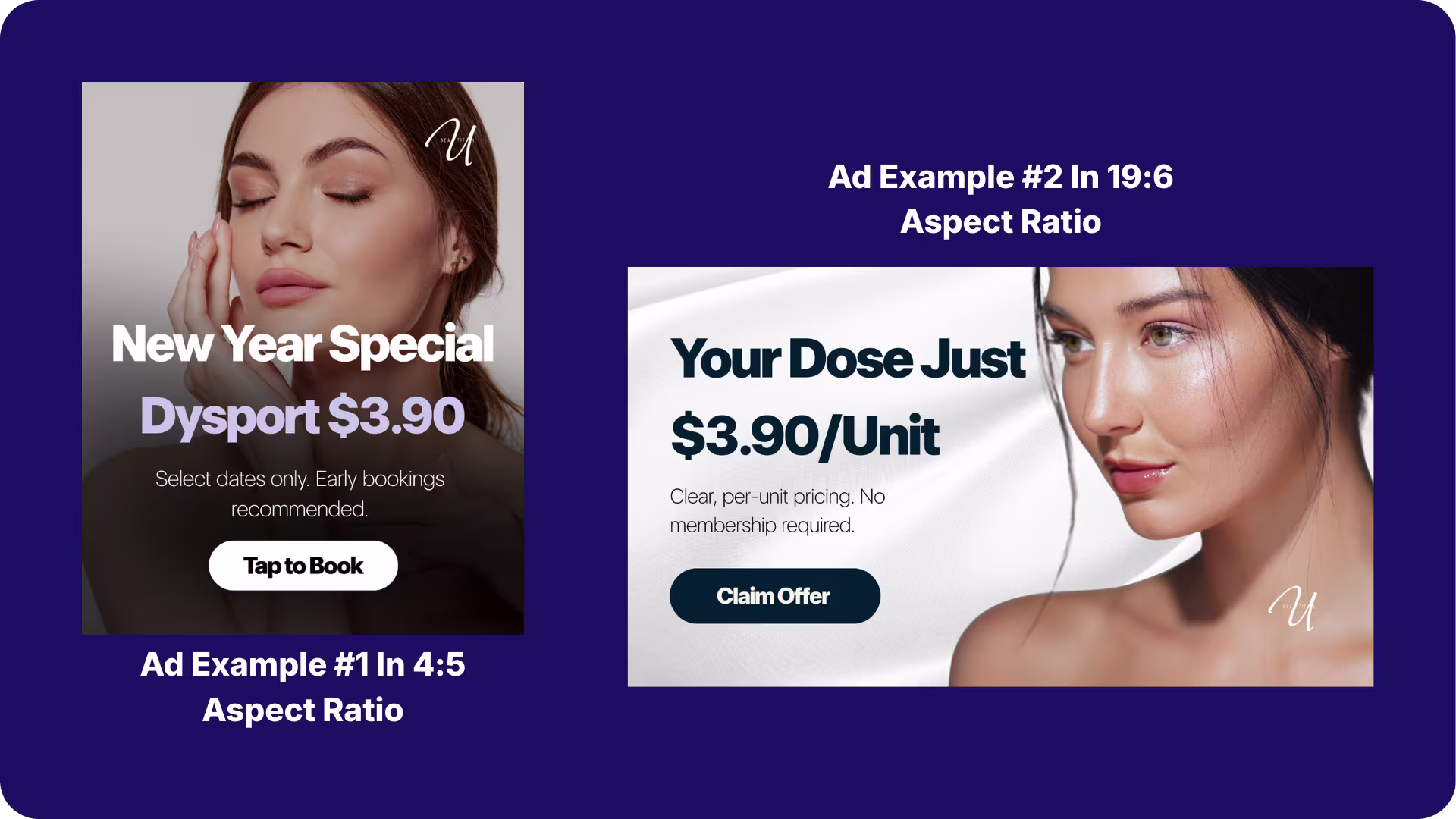 A real life example of a Dysport Ad creative used for META ads