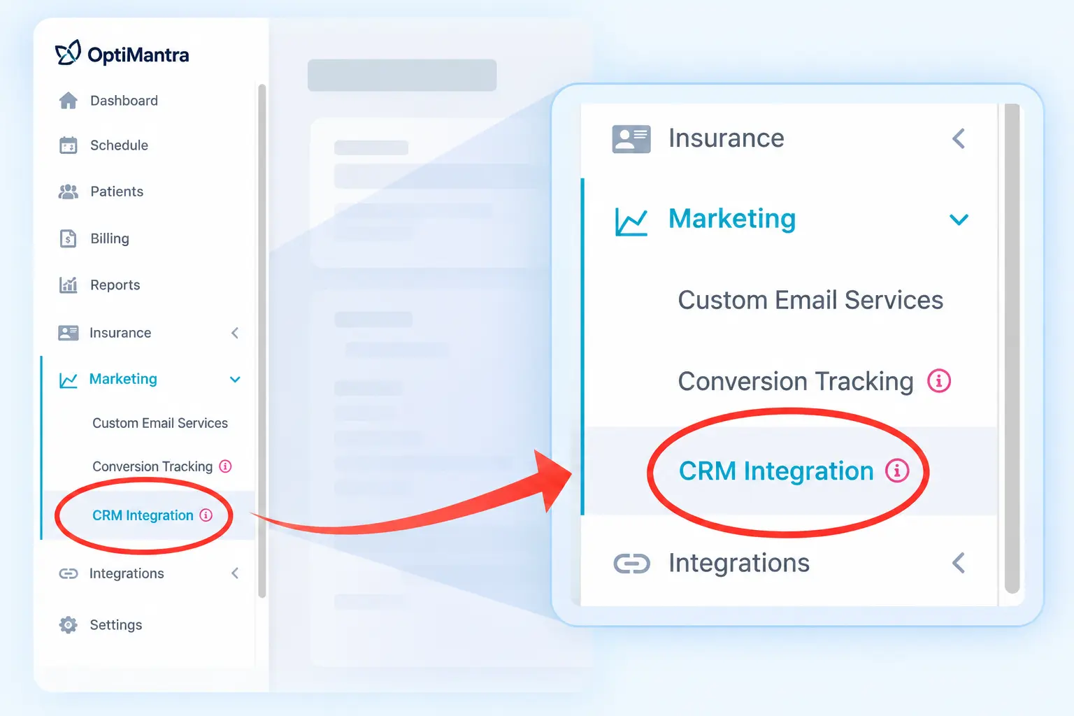 The place in optimantra which allows potside software like GHL to connect to the Optimantra API