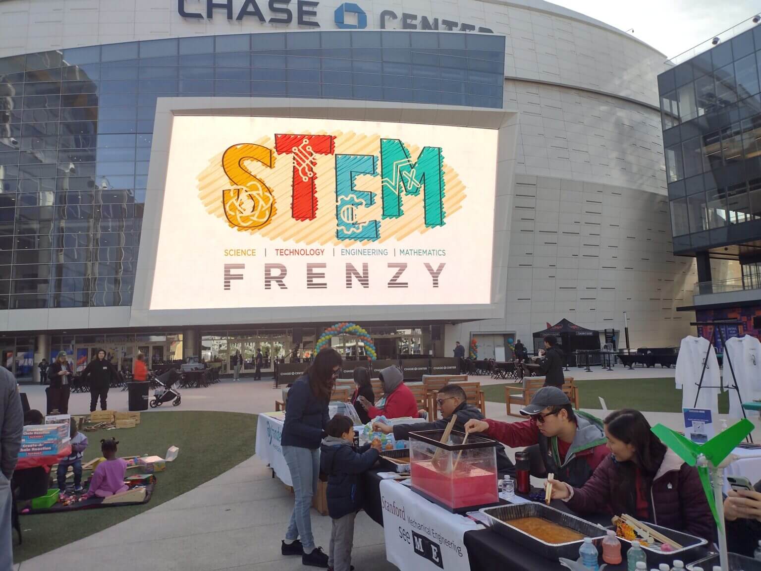 Bay Area kids participating in STEM competitions, robotics workshops, performance art events, and hands-on science events