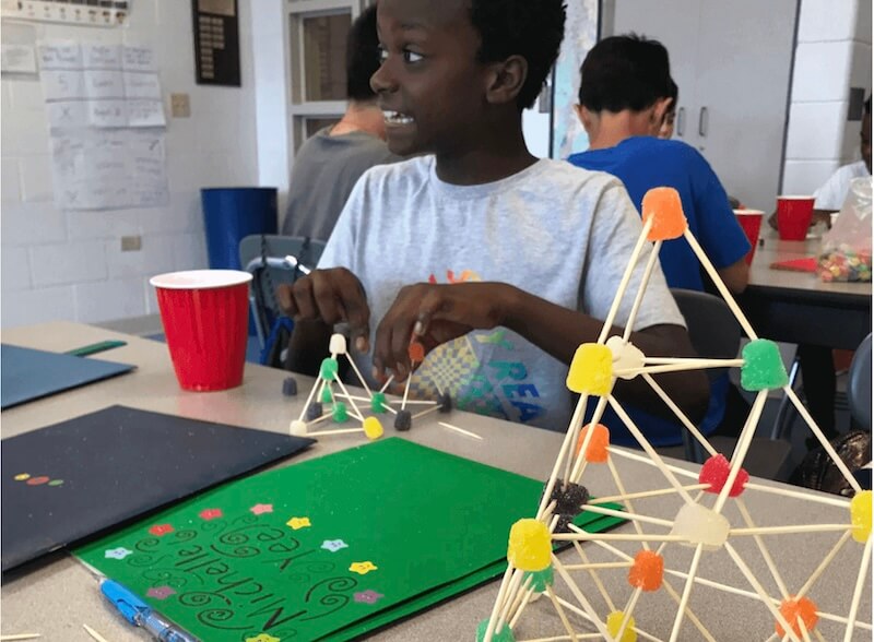 Students working on math problems together at a Bay Area after-school program