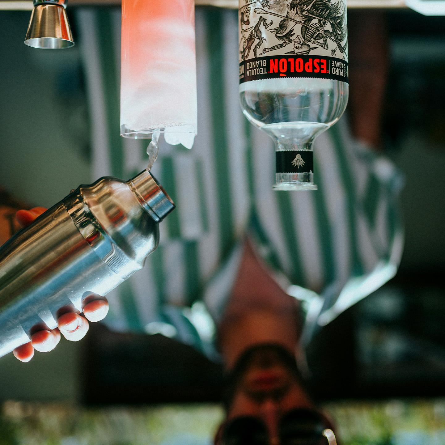 Creator using Espolon Tequila in cocktail shaker