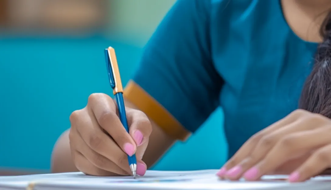 A girl doing sample papers