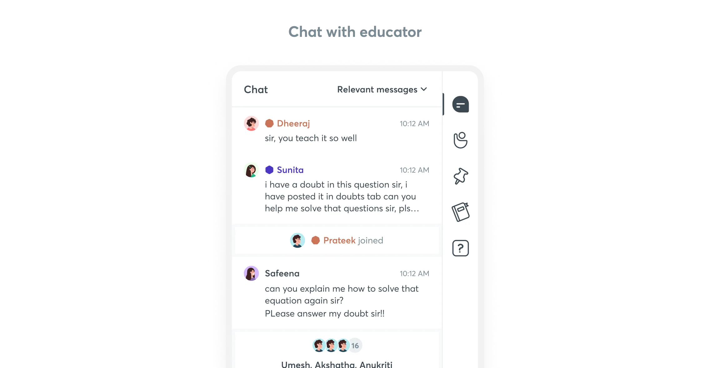 Chat interface of unacademy app