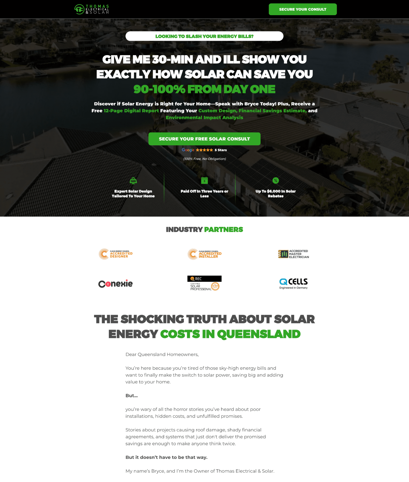 Thomas Solar Landing Page Hero shot