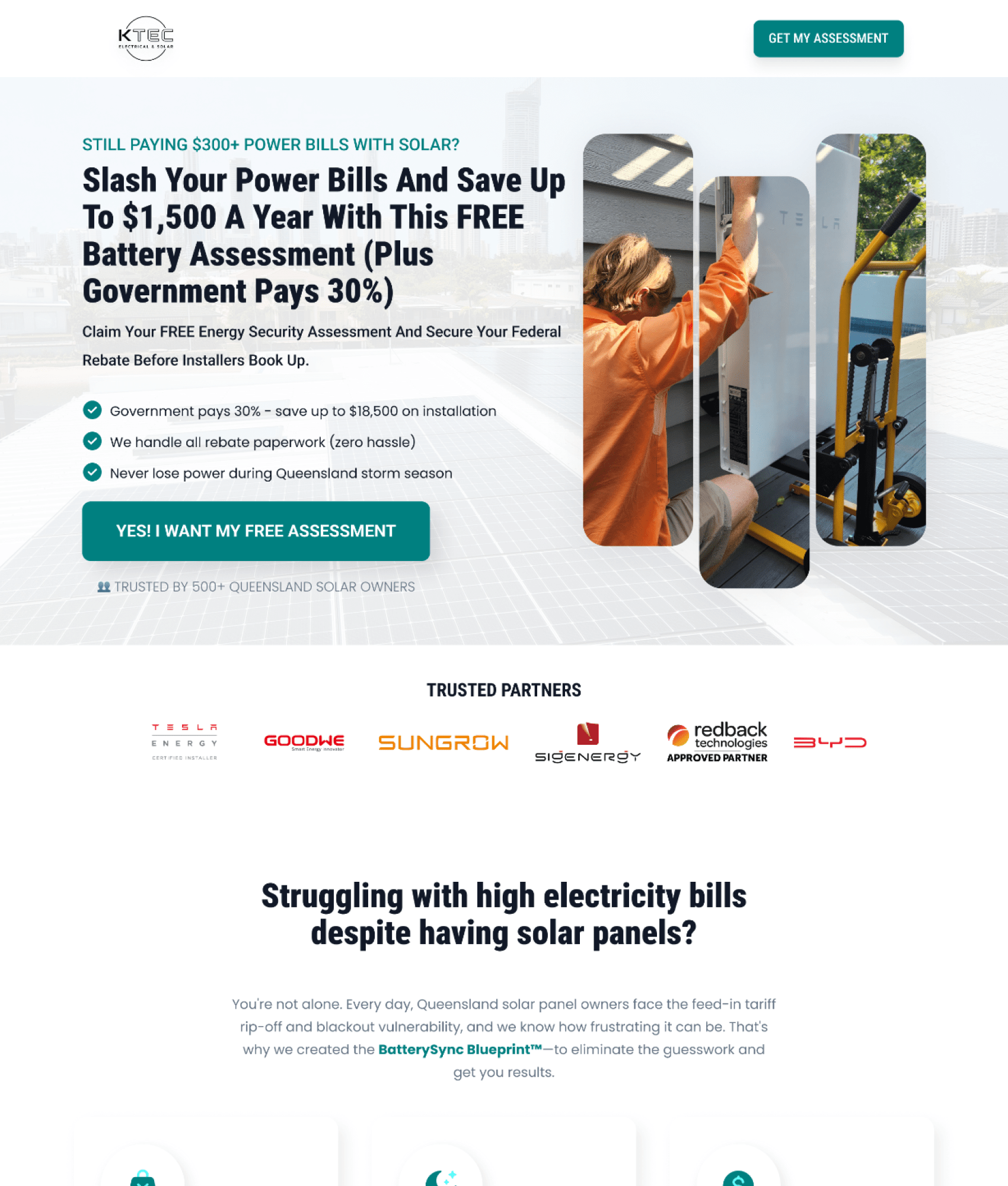KTEC Electrical & Solar Landing Page Heroshot