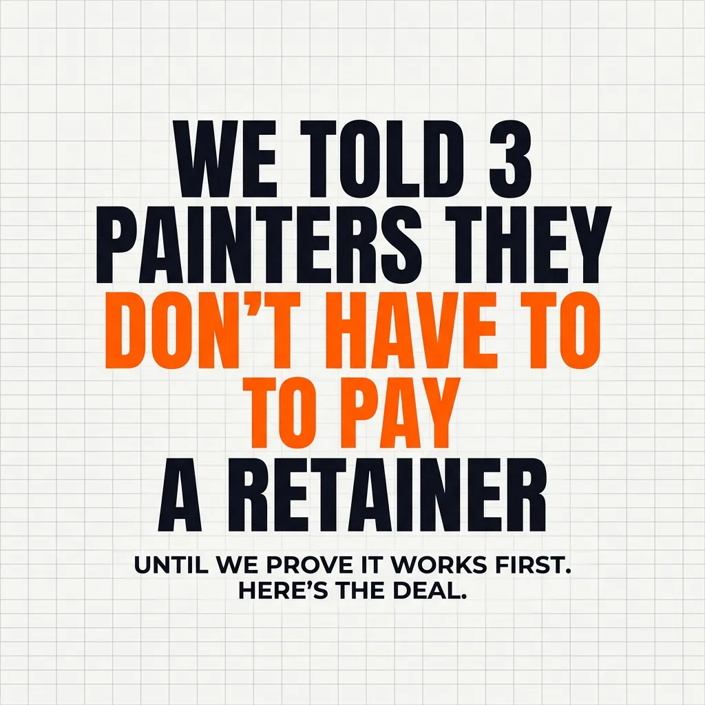 Static ad, we told 3 painters they don't have to pay a retainer