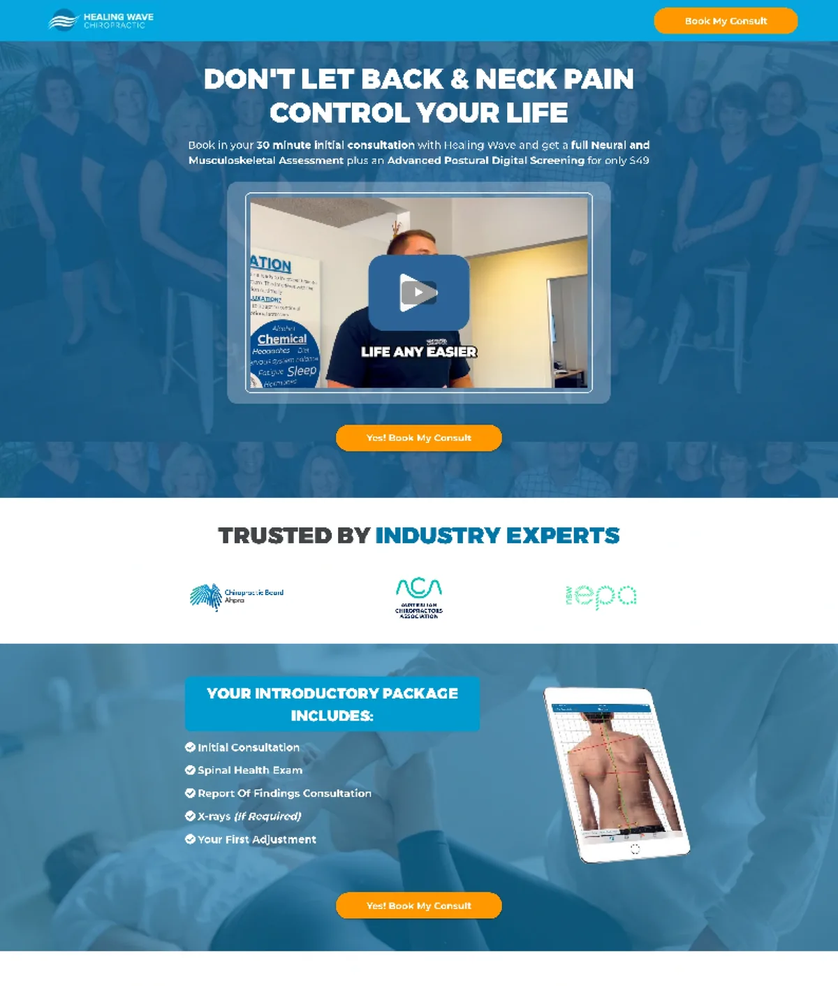 Healing Wave Chiropractic landing page