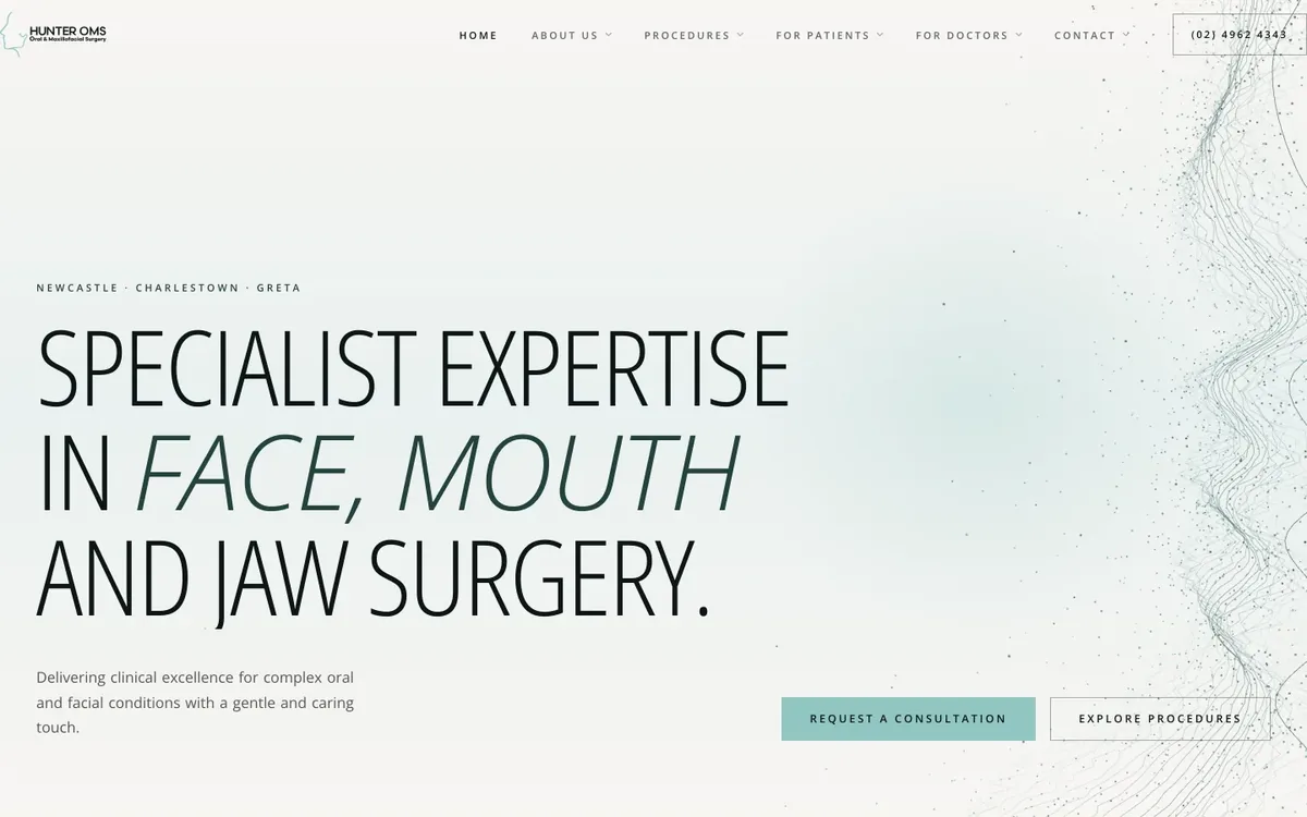 Hunter Oral & Maxillofacial Surgery website homepage