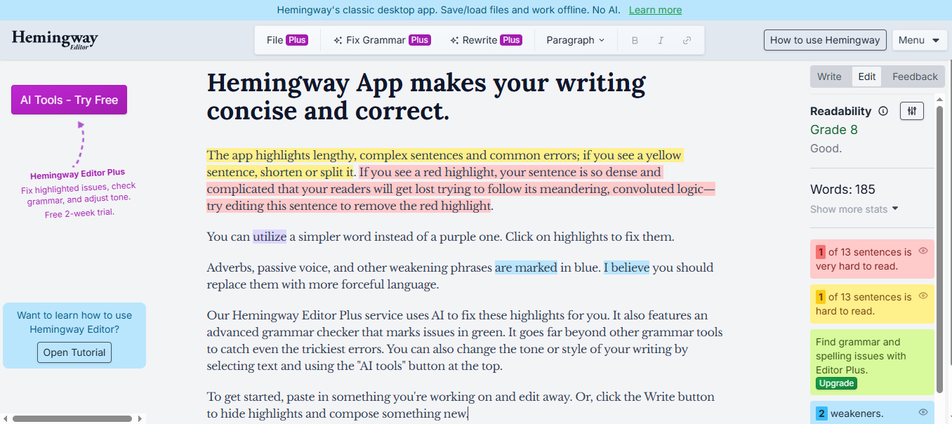 Hemingway App