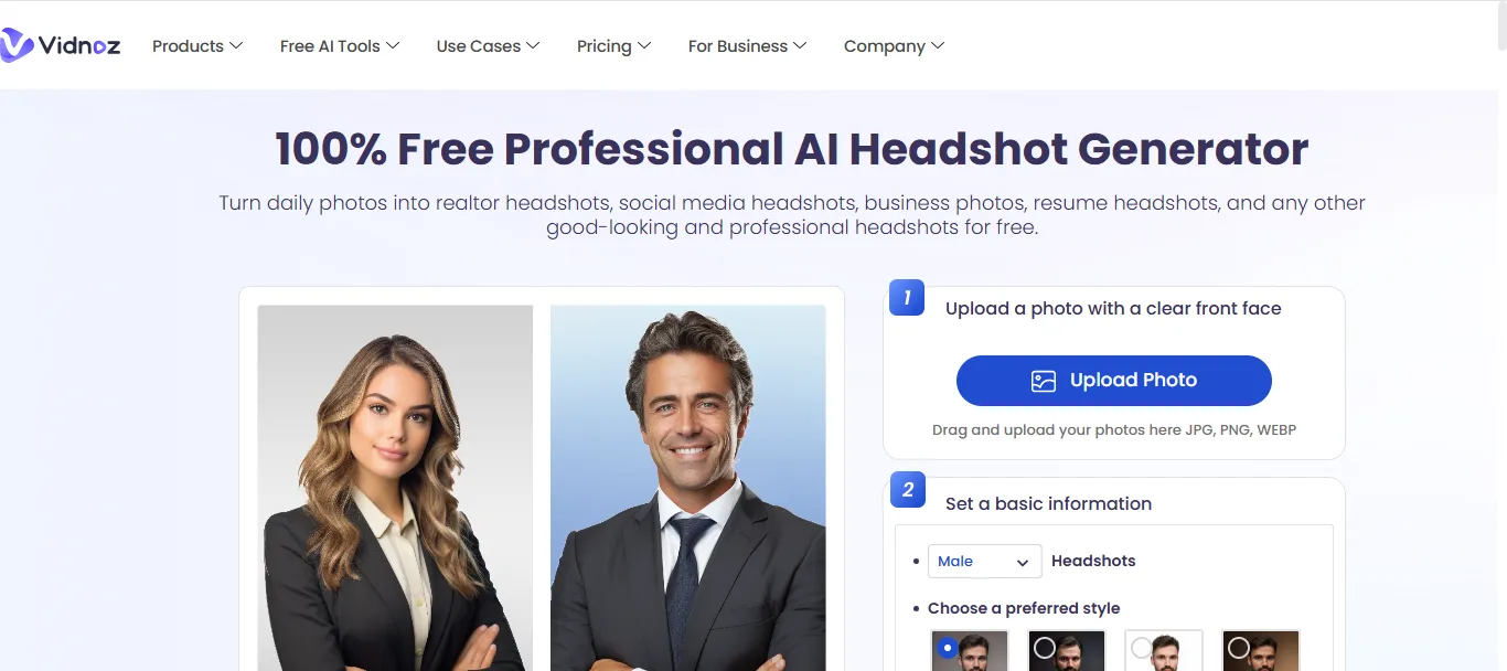 Vidnoz Headshot Generator