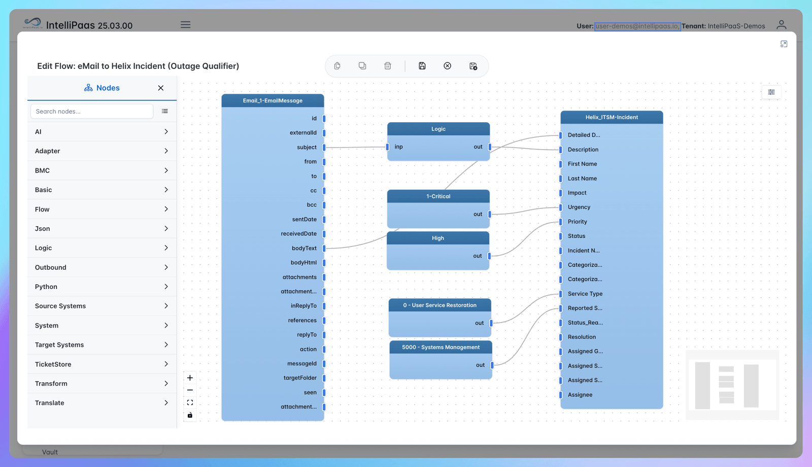 Automated Incident Management from Email Alerts: Email to BMC Helix with IntelliPaaS