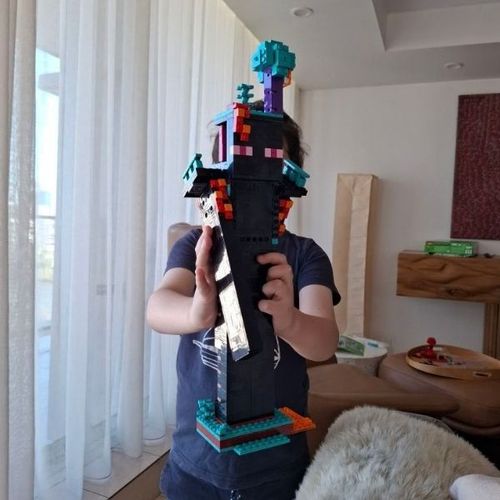 A Brick Box Club member with their LEGO build