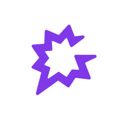 A purple starburst on a white background.