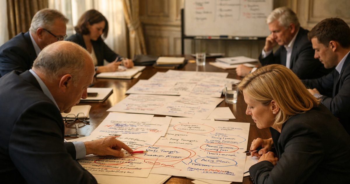 Codir en session de travail structurant ses engagements collectifs actionnables