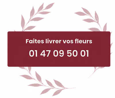 Encart avec l'annotation "Faites livrer vos fleurs" en composant le 01 47 09 50 01