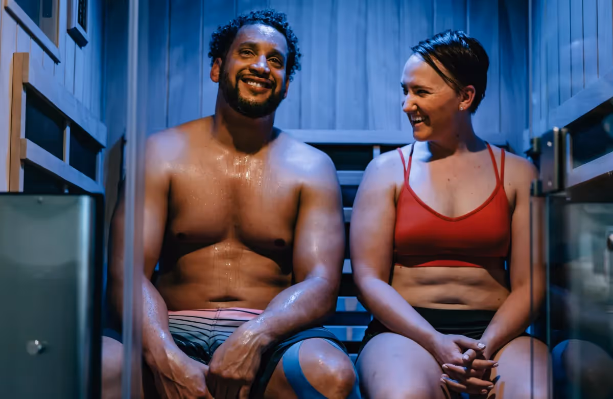 A man and a woman in the suna