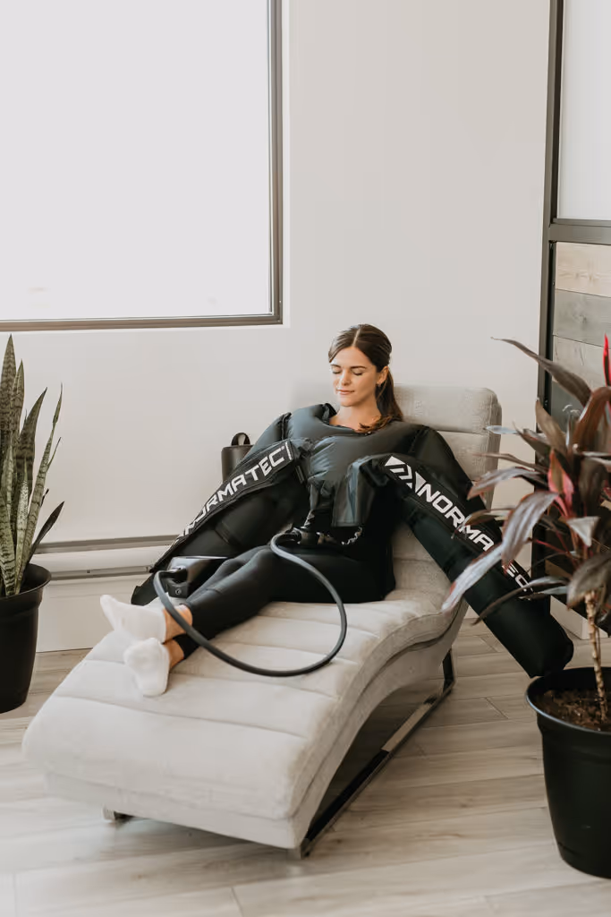 a woman relaxing with the massage chair