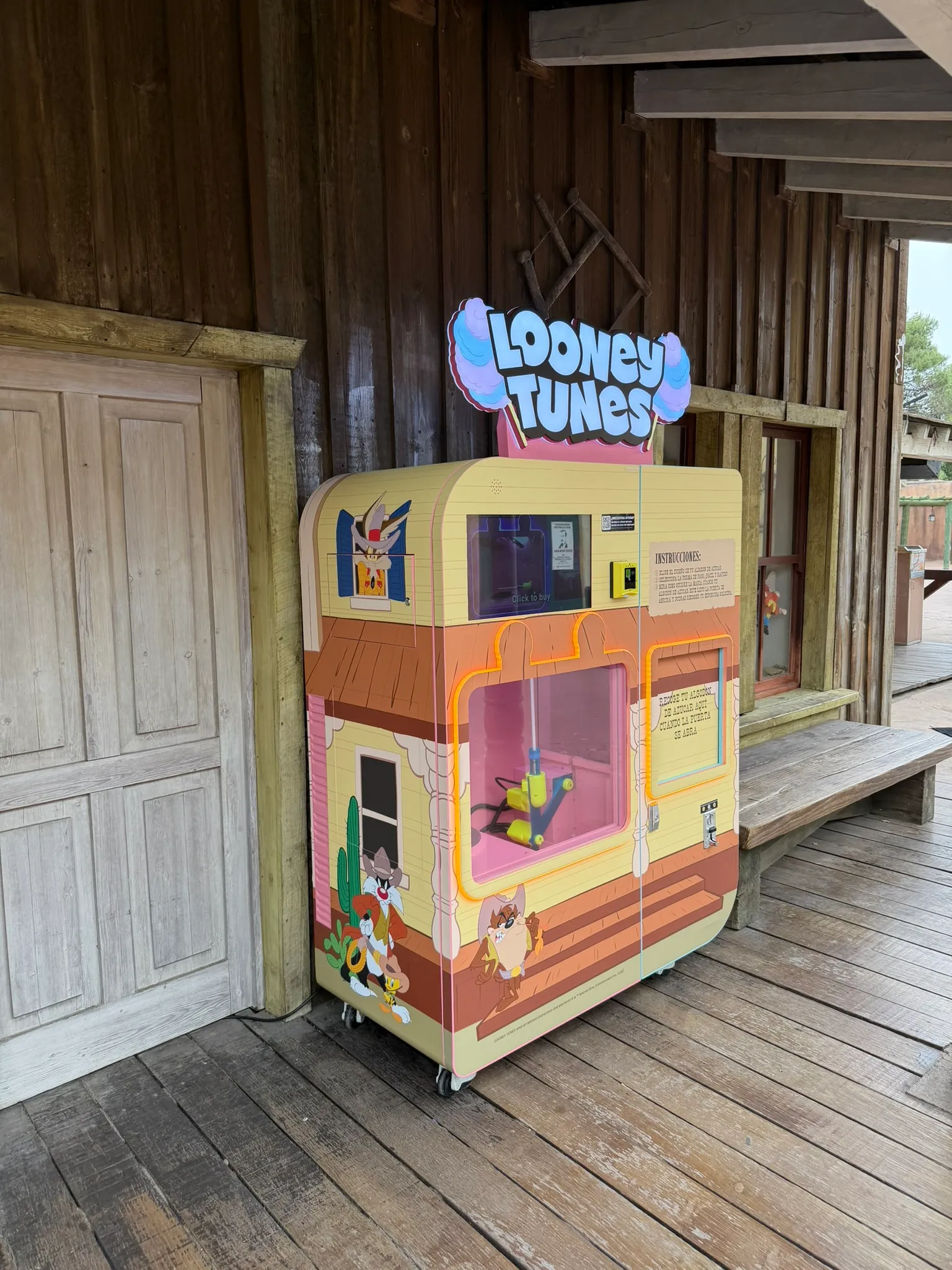 Vend-Me automated cotton candy vending machine installed in a theme park