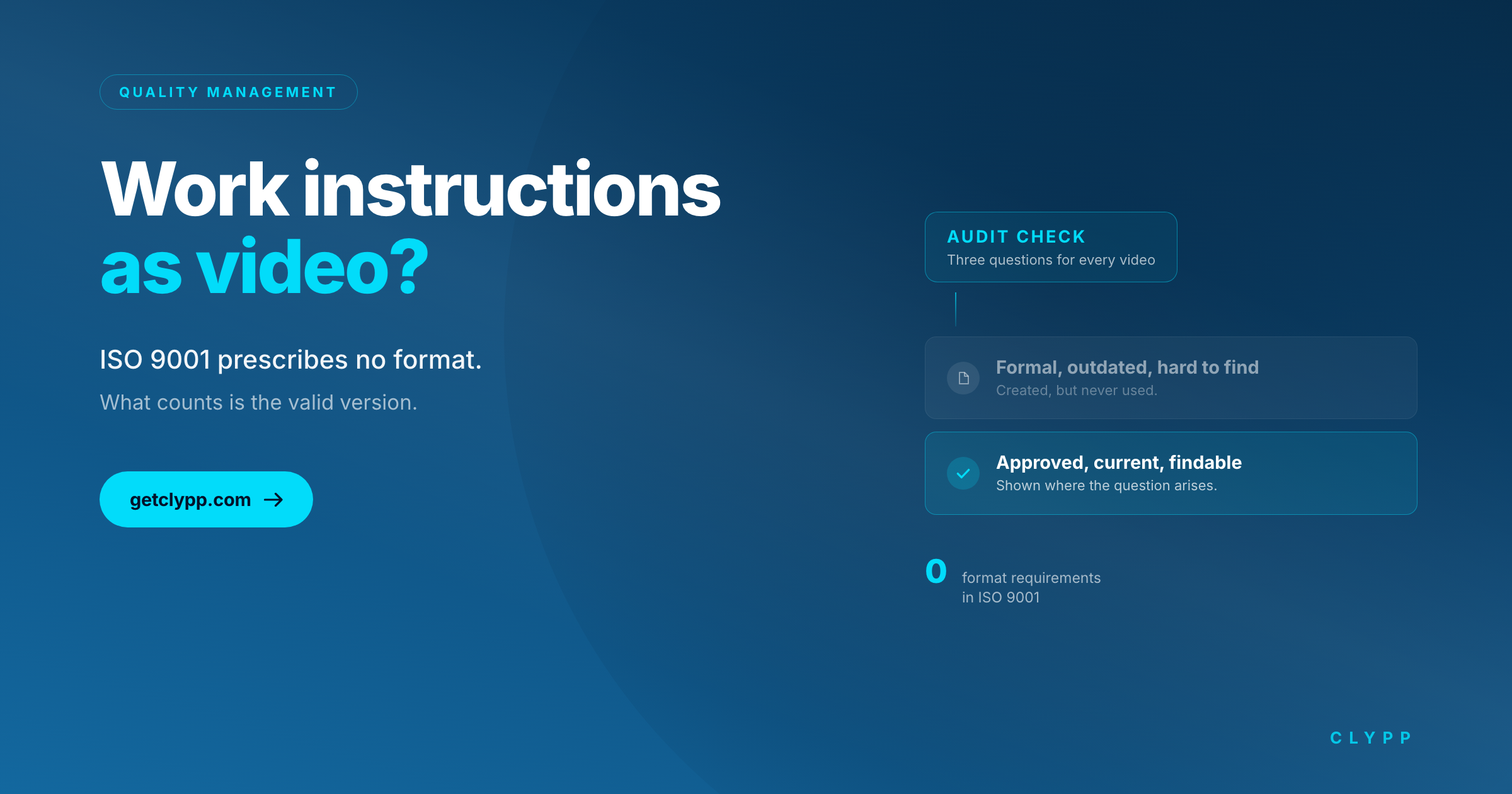 Work instructions as video under ISO 9001 (Clypp)