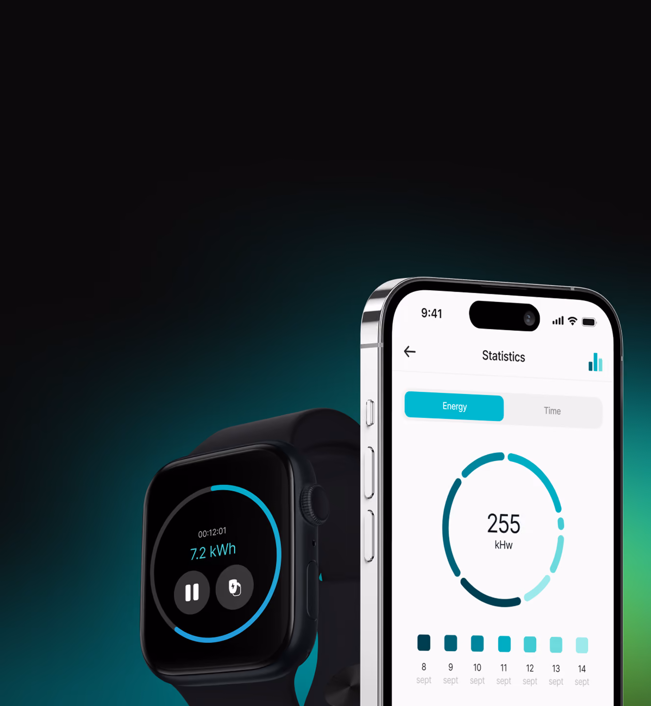 Spin Control App shown on smartwatch and smartphone screens