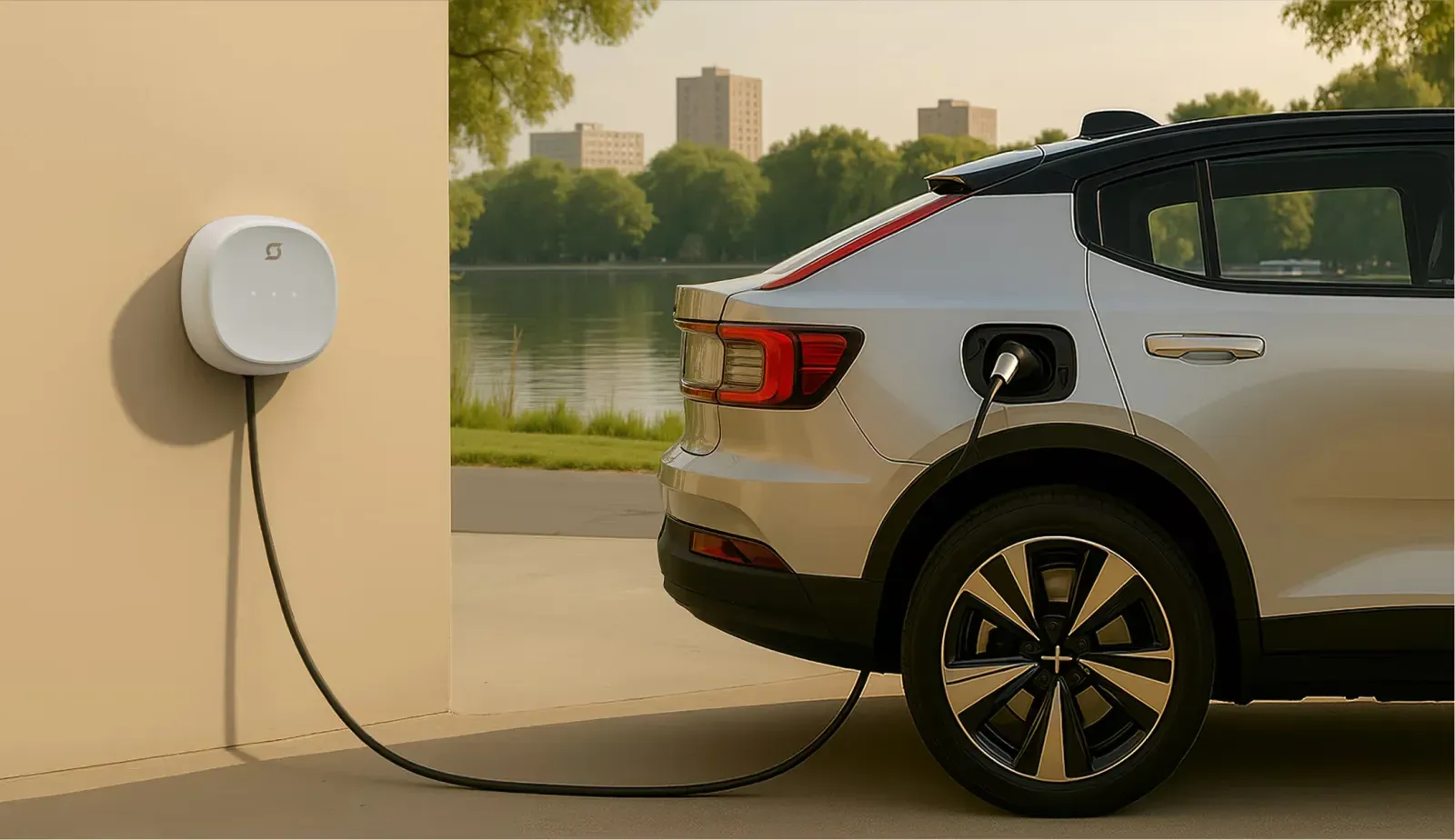 An EV connected to the Exicom Spin Air Charger